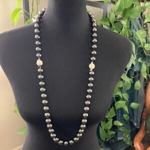 Carolee Signed Convertible Long to Short Black Beaded Two In One Necklace